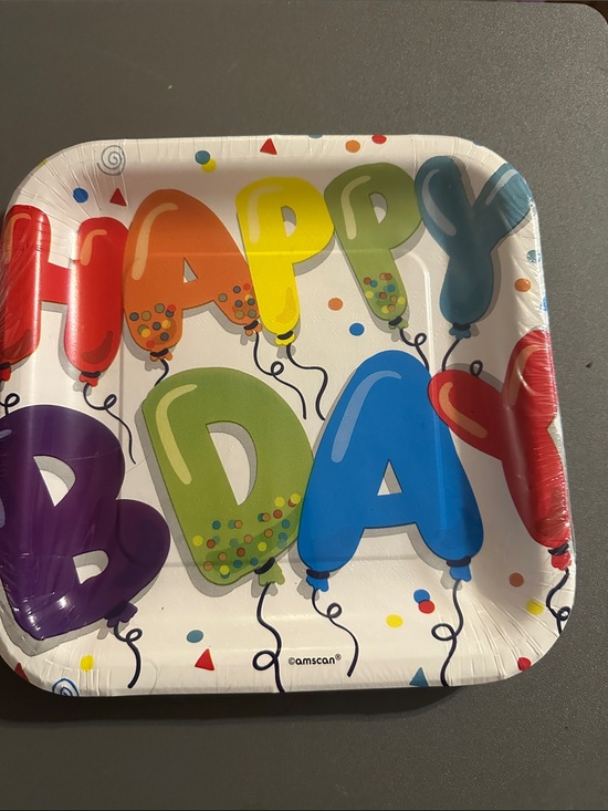 Other - Amscan Happy Birthday Balloon Letter Paper Plates - Multicolor